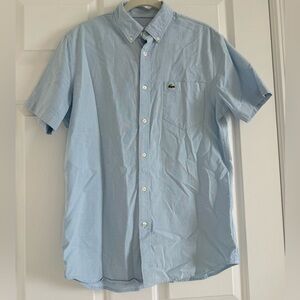 Lacoste light blue short sleeve button up regular fit - size S